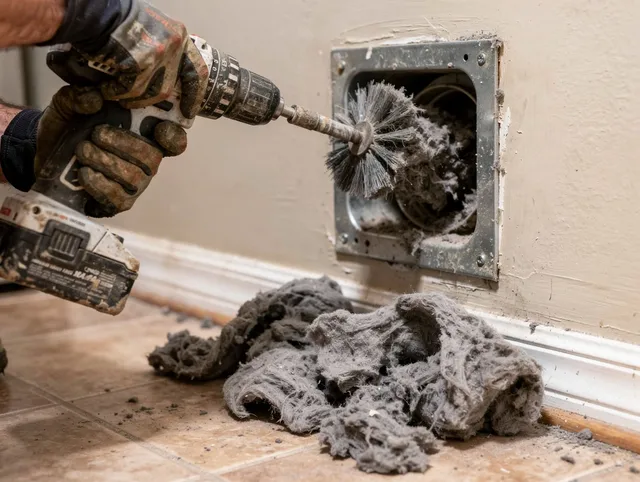 Certified Weston Dryer Vent Cleaning technician performing dryer vent cleaning in Weston